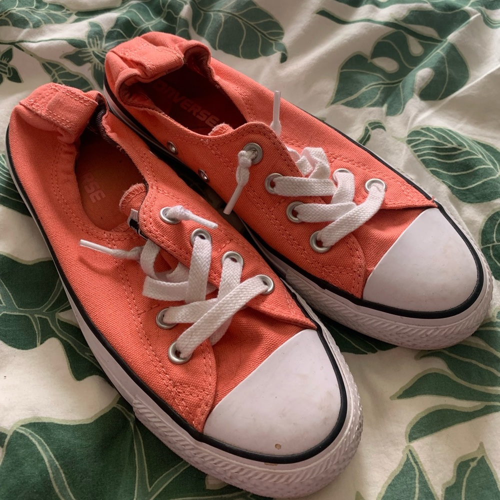 Converse Women’s 7 slip on salmon/coral sneakers